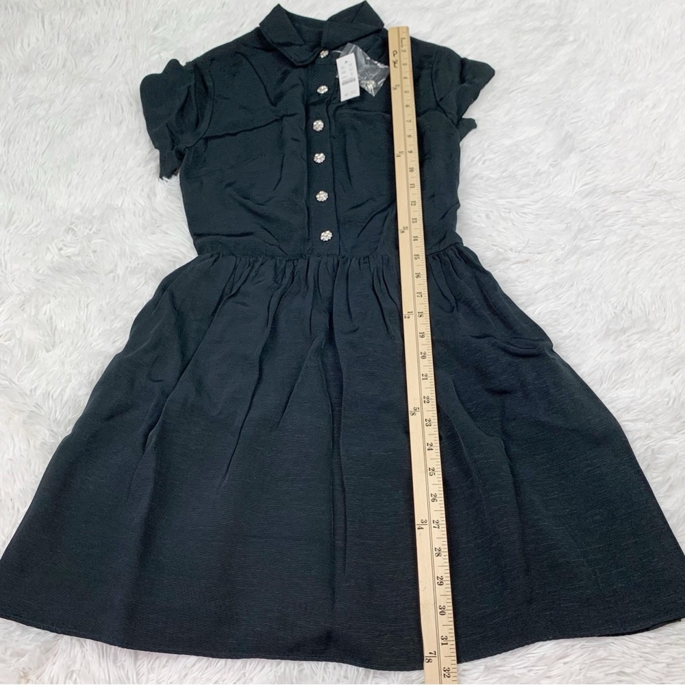 J Crew Collection shirtdress with jewel buttons short sleeve in‎ black - Picture 7 of 11